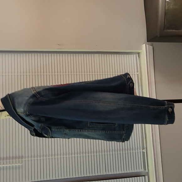 White Mark Xl Denim Jean Jacket with Rose on back - Picture 3 of 7
